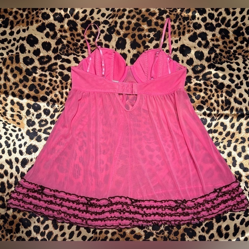 Y2K Pink Ruffled Cami with Brown Ruffles & Bows - Picture 7 of 7